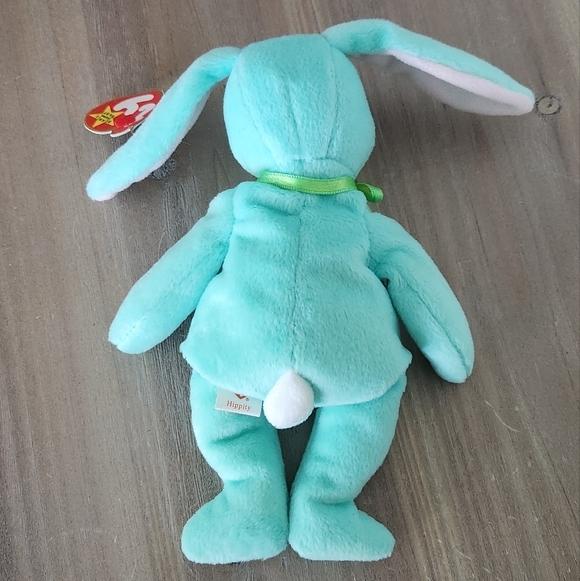 π° TY Beanie Baby β "Hippity" the Aqua Plush Bunny (1996) β Vintage Collectible - Picture 7 of 13